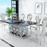Modern Stainless Steel Marble Top Dining Table - Northern Interiors